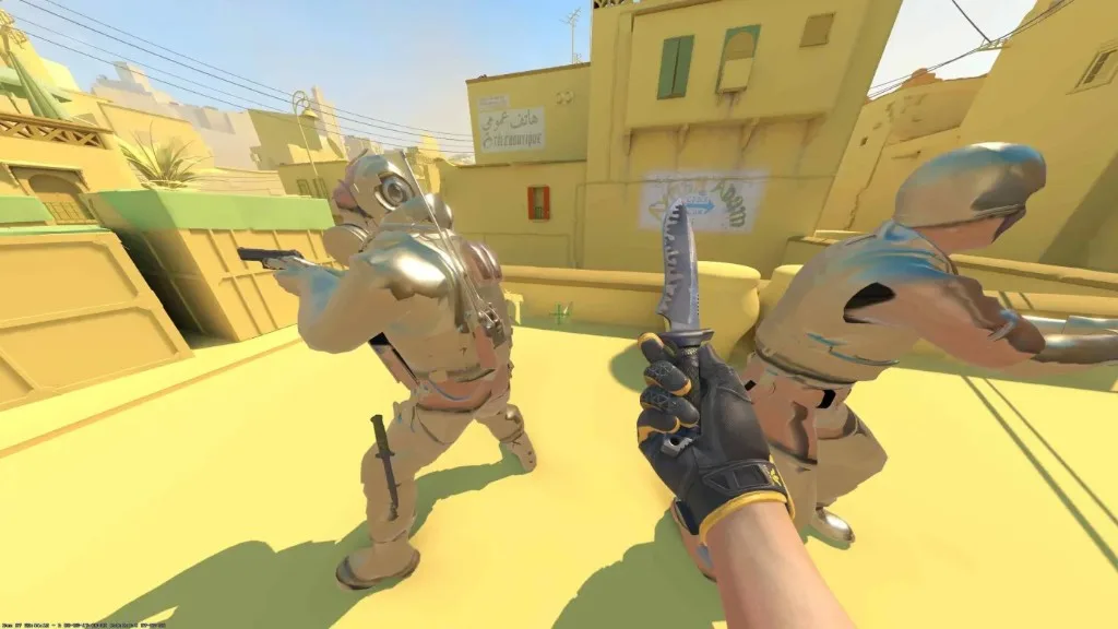 CS2 gold chams on players during a Dust-style execute